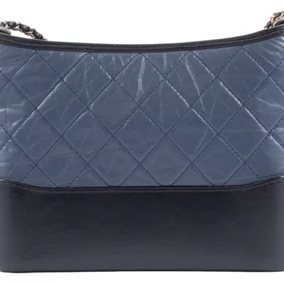 Pre-owned Chanel Black Navy Leather Shoulder Bag ()