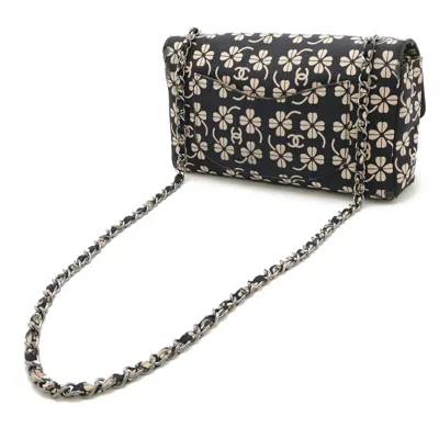 Pre-owned Chanel Black Pink Beige Canvas Leather Shoulder Bag ()