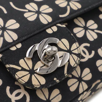 Pre-owned Chanel Black Pink Beige Canvas Leather Shoulder Bag ()