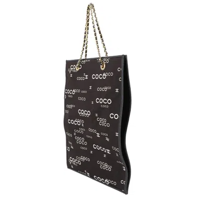 Pre-owned Chanel Black White Canvas Leather Tote Bag ()
