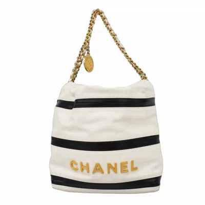 Pre-owned Chanel Black White Leather Tote Bag ()
