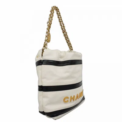 Pre-owned Chanel Black White Leather Tote Bag ()