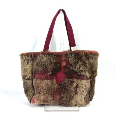 Pre-owned Chanel Brown Red Color Fur Shoulder Bag Tote Bag ()
