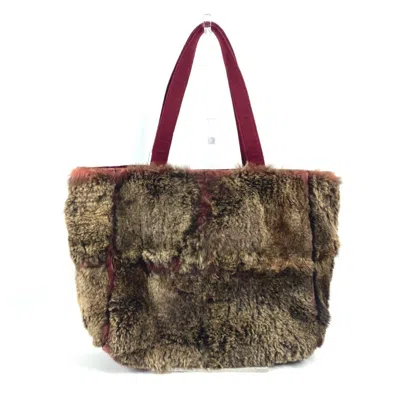 Pre-owned Chanel Brown Red Color Fur Shoulder Bag Tote Bag ()