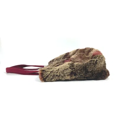 Pre-owned Chanel Brown Red Color Fur Shoulder Bag Tote Bag ()