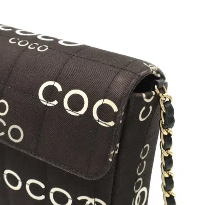 Pre-owned Chanel Chocolate Bar Black Canvas Shoulder Bag ()