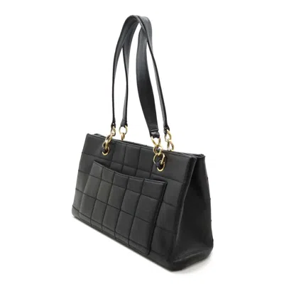 Pre-owned Chanel Chocolate Bar Black Grained Calfskin Shoulder Bag Tote Bag ()