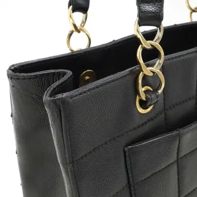 Pre-owned Chanel Chocolate Bar Black Grained Calfskin Shoulder Bag Tote Bag ()