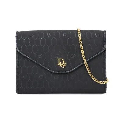 Pre-owned Dior Christian  Black Canvas Leather Clutch Bag Shoulder Bag ()