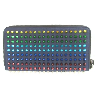 Pre-owned Christian Louboutin Blue Red Color Leather Long Wallet (bi-fold) ()