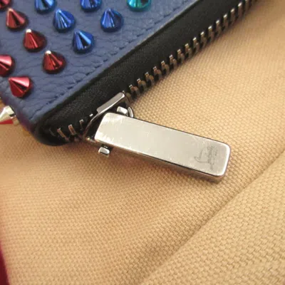 Pre-owned Christian Louboutin Blue Red Color Leather Long Wallet (bi-fold) ()