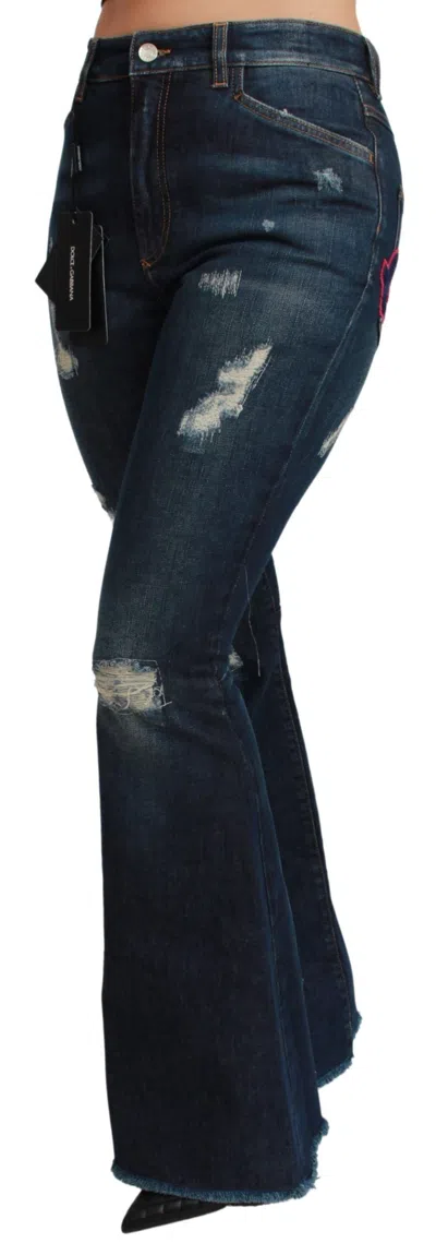 Dolce & Gabbana Chic High Waist Flare Denim Queen Women's Embroidery