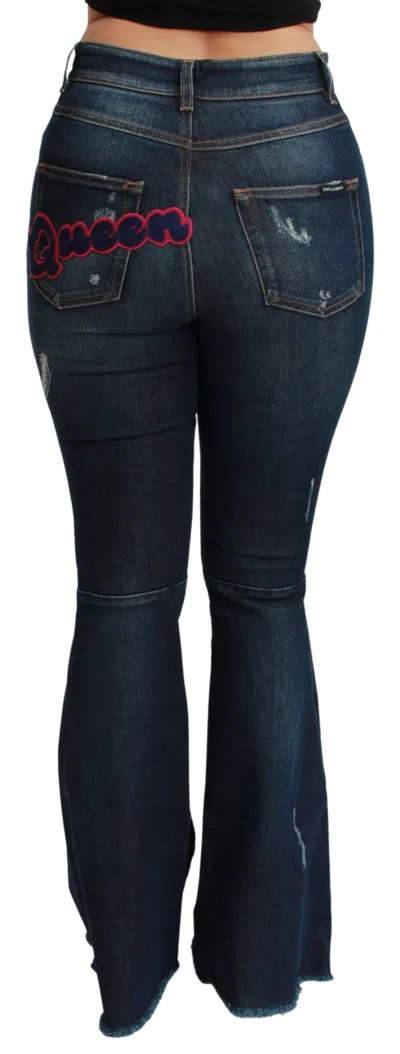 Dolce & Gabbana Chic High Waist Flare Denim Queen Women's Embroidery