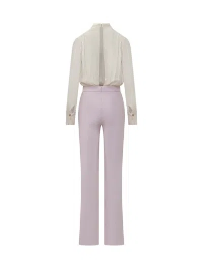 Elisabetta Franchi Georgette And Crepe Jumpsuit With Piping