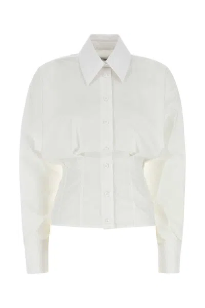 Attico Fitted Waistline Poplin Shirt In White