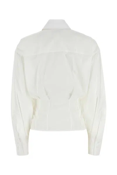 Attico Fitted Waistline Poplin Shirt In White