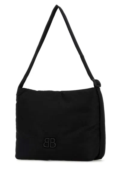 Balenciaga Black Fabric Monaco Shopping Bag In Black