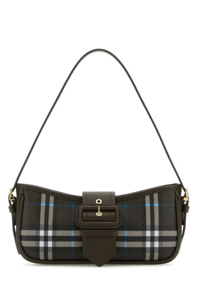 Burberry Printed Canvas Shoulder Bag In Black