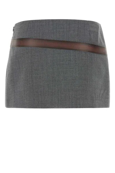 Prada Skirt With Asymmetric Hem And Belted Design