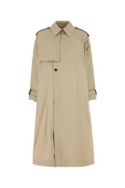 Saint Laurent Beige Cotton Trench Coat In Green