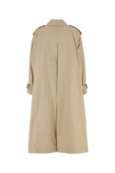 Saint Laurent Beige Cotton Trench Coat In Green
