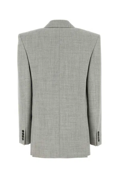 Saint Laurent Lapels Wool Blazer Notched In Gray