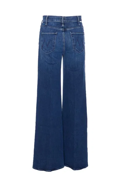 Mother Wide-leg Trousers With Elasticized Fit And Contrast Stitching In Blue