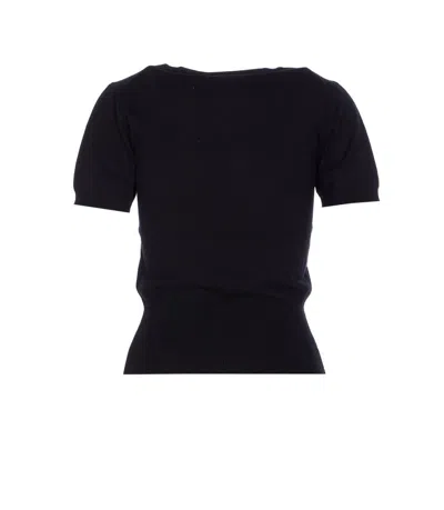 Vivienne Westwood Orb Embroidered Short-sleeved Knit Top In Black