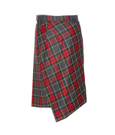 Vivienne Westwood Asymmetric Tartan Midi Skirt In Multi