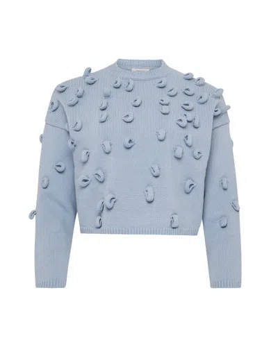 Jw Anderson 'crop' Sweater In Light Blue Cotton Blend In Blue