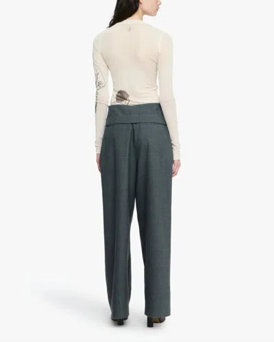 Jw Anderson Sheer Graphic Print Top With Long Sleeves In Neutral