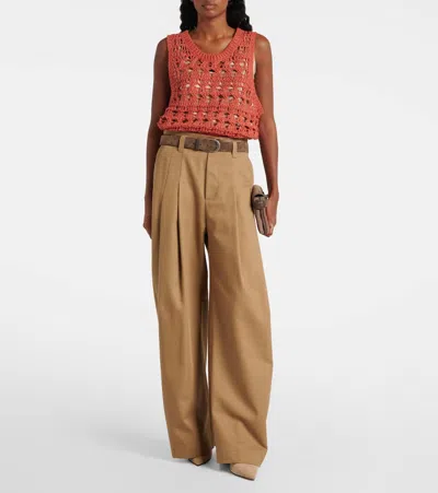 Brunello Cucinelli Jute And Cotton-blend Sweater Vest In Brown