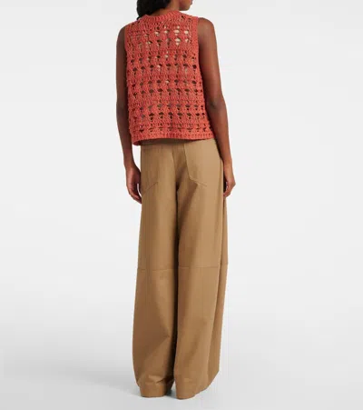 Brunello Cucinelli Jute And Cotton-blend Sweater Vest In Brown