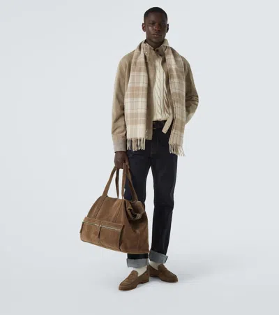Dunhill Heddon Flex Suede Penny Loafers