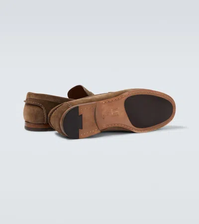 Dunhill Heddon Flex Suede Penny Loafers