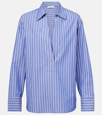 Vince Stripe Popover Shirt In Blue