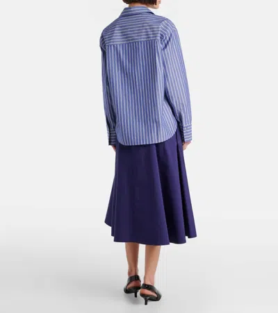 Vince Stripe Popover Shirt In Blue