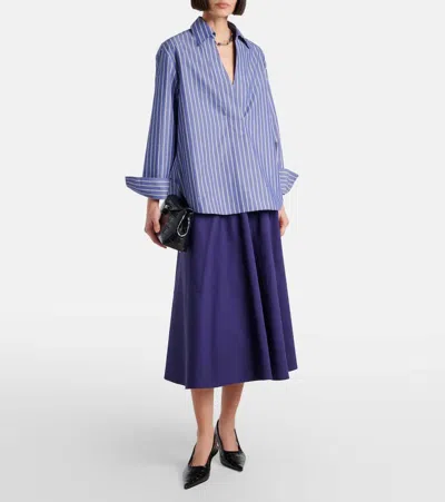 Vince Stripe Popover Shirt In Blue