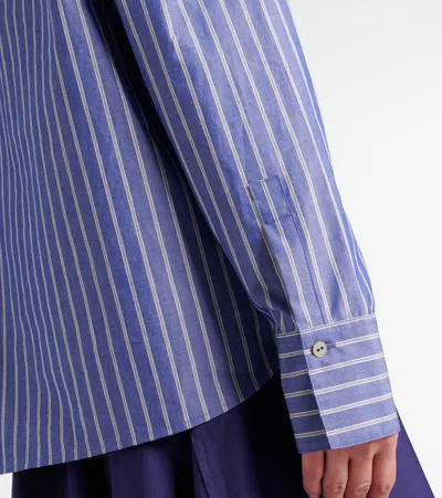 Vince Stripe Popover Shirt In Blue