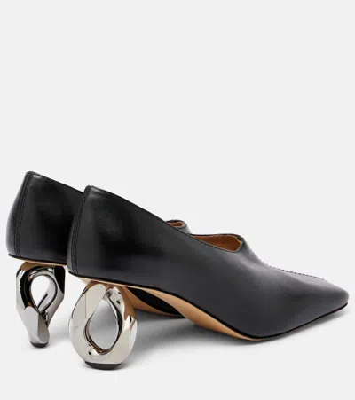 Jw Anderson Stitch Chain Heel Square Toe Pump In Black