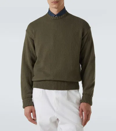 Dunhill Mens Sage Regular-fit Crewneck Cotton Jumper Xl In Silver