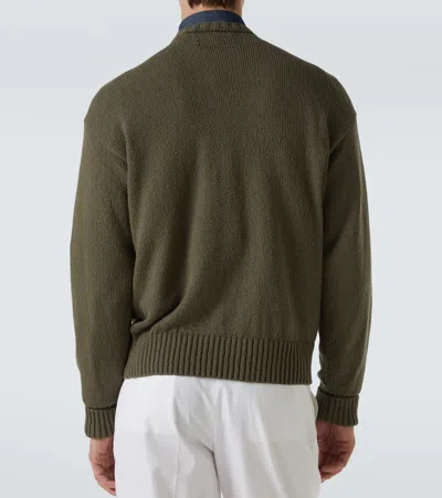 Dunhill Mens Sage Regular-fit Crewneck Cotton Jumper Xl In Silver