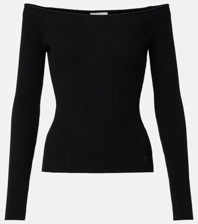 Courrèges Shoulderless Ribbed Knit Top In Black