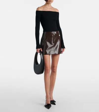 Courrèges Shoulderless Ribbed Knit Top In Black