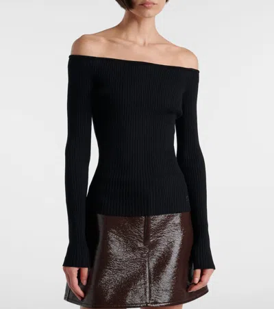 Courrèges Shoulderless Ribbed Knit Top In Black