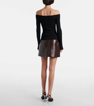 Courrèges Shoulderless Ribbed Knit Top In Black