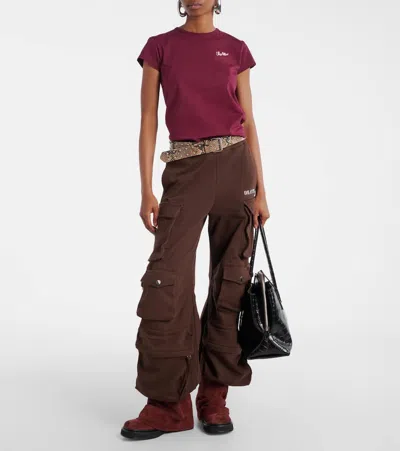 Attico Bordeauc Cotton T-shirt With Embroidered Logo In Burgundy