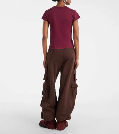 Attico Bordeauc Cotton T-shirt With Embroidered Logo In Burgundy