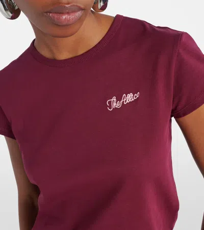 Attico Bordeauc Cotton T-shirt With Embroidered Logo In Burgundy