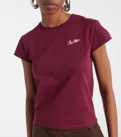 Attico Bordeauc Cotton T-shirt With Embroidered Logo In Burgundy